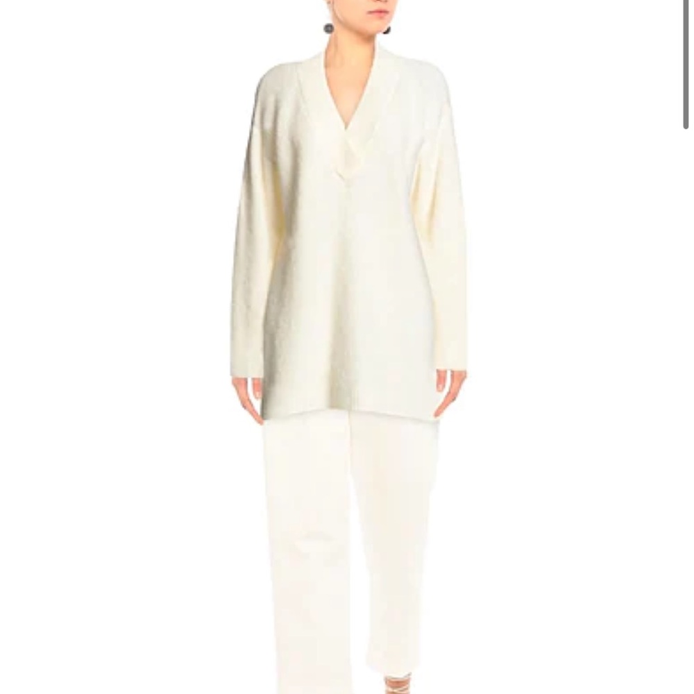 Ganni Cream V-Neck Sweater